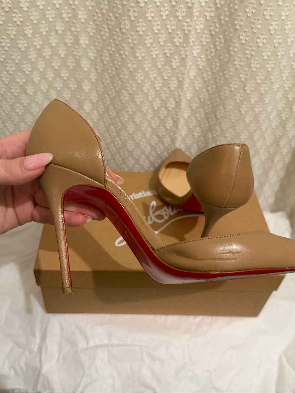 Christian Louboutin Nude d’Orsay Pointed-Toe Stiletto Pumps - Picture 5 of 15